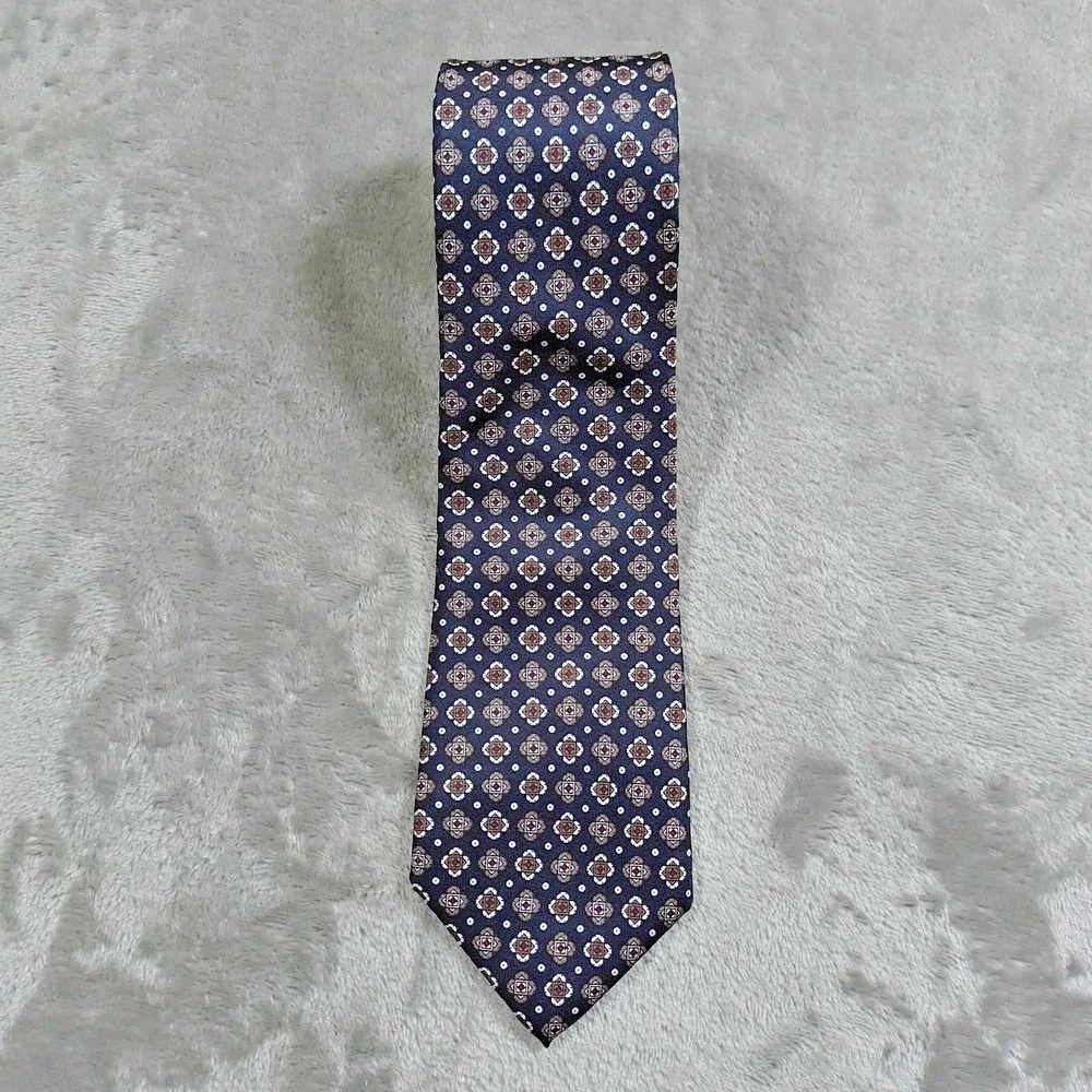 Vintage Christian Dior Cravates Tie Men‎ 54x3 Blue Geometric Abstract Bullocks